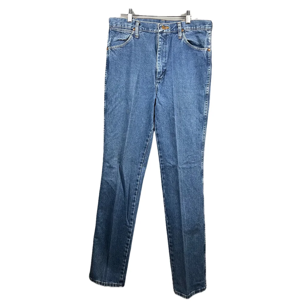 Wrangler 936GBK Mens 33x36 Medium Wash Denim Jeans Straight Leg Cowboy Cut